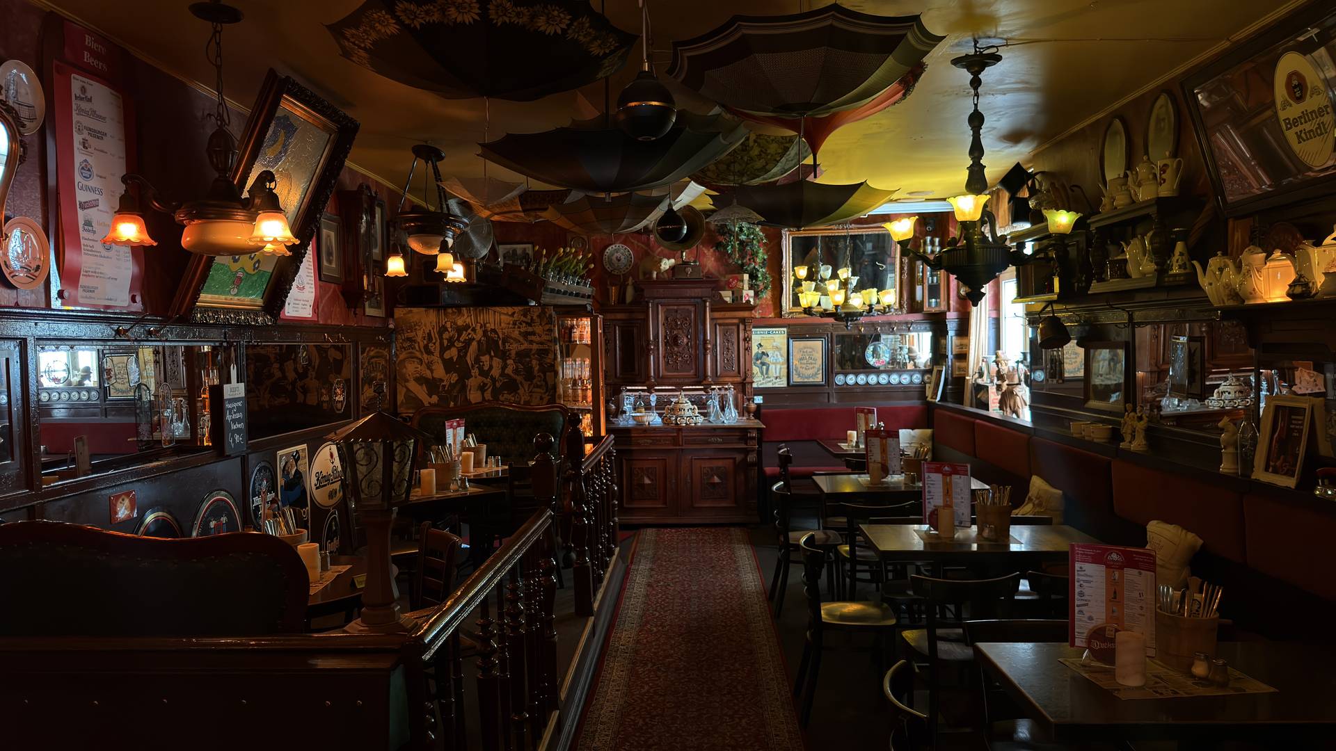 The dining room with its umbrella ceiling