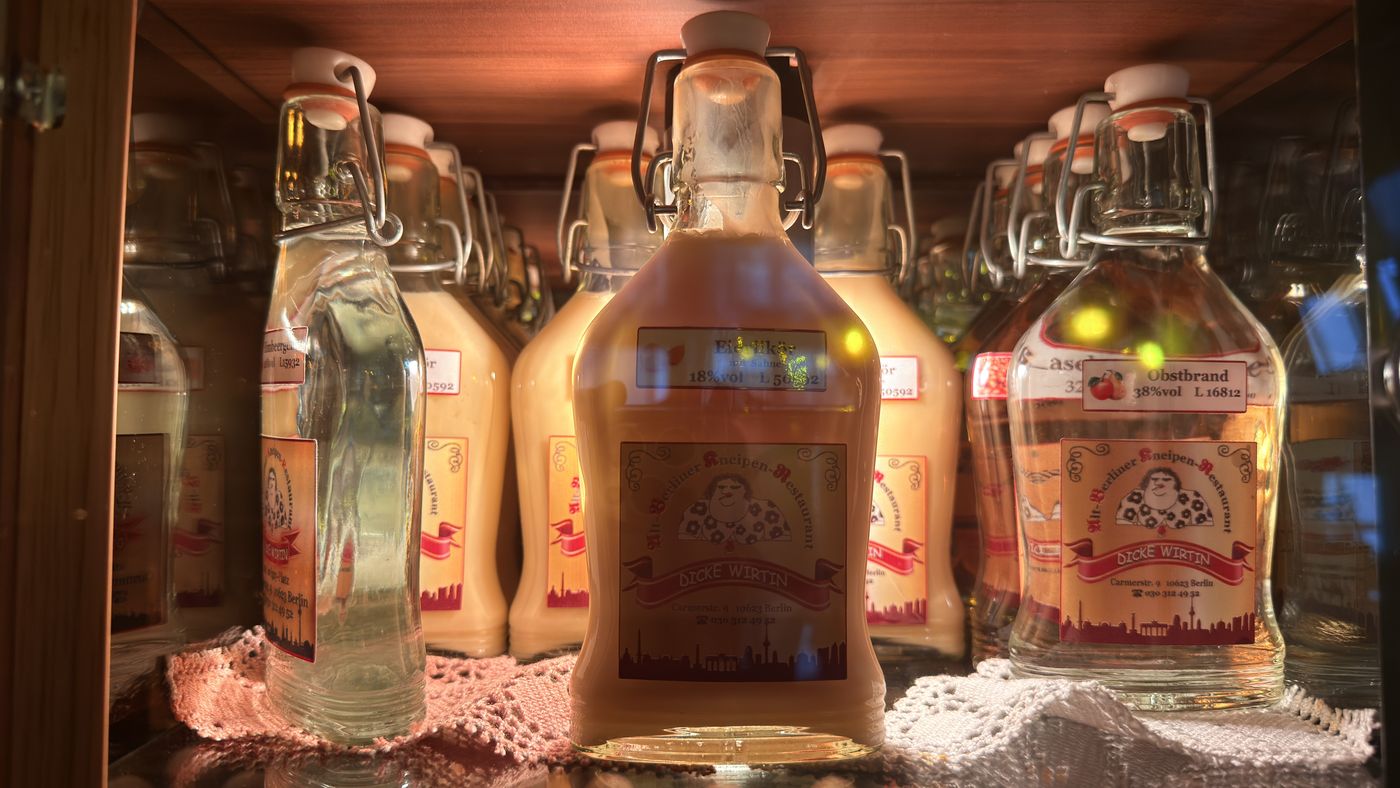 House liqueurs in swing-top bottles