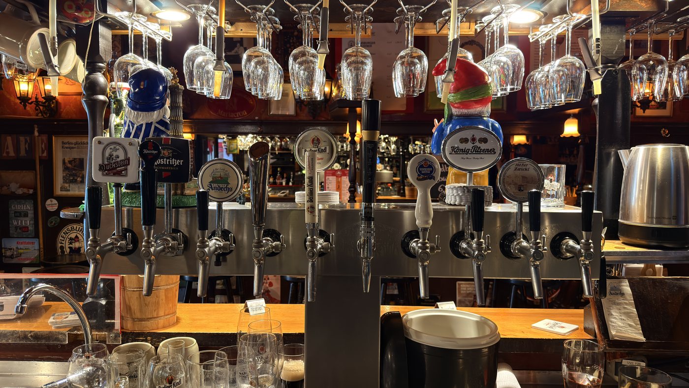 The taps — nine beers on draught